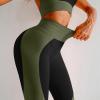 NATHGAM Womens 2 Piece Gym Yoga Outfits Colorblock Zip Up Sport Jacket Crop Tank Top High Waist Leggings Running Workout Sets view 4