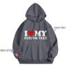 Comfort Colors Sweatshirts Women Hooded Sweatshirt Valentine's Day I Love My Custom Text Printed Long Sleeve Pullover Top Fashion Couple Outfits Dark Gray view 2