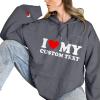 Comfort Colors Sweatshirts Women Hooded Sweatshirt Valentine's Day I Love My Custom Text Printed Long Sleeve Pullover Top Fashion Couple Outfits Dark Gray view 4