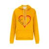 Going Out Tops for Women Heart Graphic Sweatshirt for Women Oversized Valentine's Day Long Sleeve Hooded Shirt Casual Pullover Top with Pocket Yellow view 2