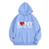 Womens Oversized Sweatshirt Women Hooded Sweatshirt Valentine's Day I Love My Custom Text Printed Long Sleeve Pullover Top Fashion Couple Outfits Sky Blue view 1