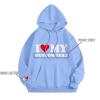 Womens Oversized Sweatshirt Women Hooded Sweatshirt Valentine's Day I Love My Custom Text Printed Long Sleeve Pullover Top Fashion Couple Outfits Sky Blue view 2