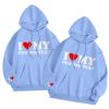 Womens Oversized Sweatshirt Women Hooded Sweatshirt Valentine's Day I Love My Custom Text Printed Long Sleeve Pullover Top Fashion Couple Outfits Sky Blue view 3