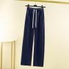 Akklian Women's Fashion Stretch Sweatpants Wide Leg Relaxed Fit Elastic Waist Track Pants Baggy Joggers Pants with Pockets view 2