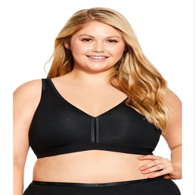Avenue Women's Basic Cotton Bra - 48 DDD, Black