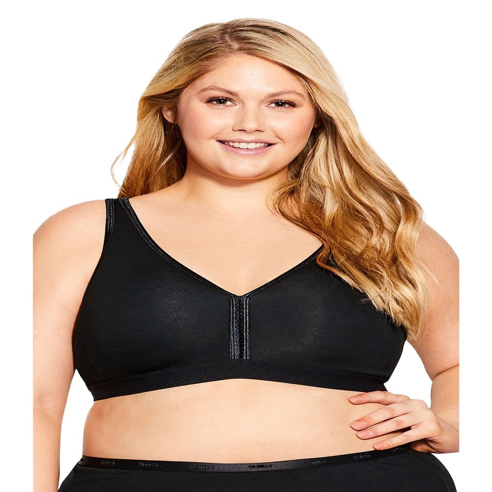 Avenue Women's Basic Cotton Bra - 48 DDD, Black