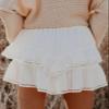 ebossy Women's Tiered Ruffle High Waist Boho Mini Skirts Lace Crochet Golf Tennis Flowy Skorts Shorts (L, White) view 2
