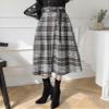 chouyatou Women's Vintage Plaid Wool Blend Midi Skirt Houndstooth A Line Wool Long Skirt with Belt (X-Small, Gray White) view 2