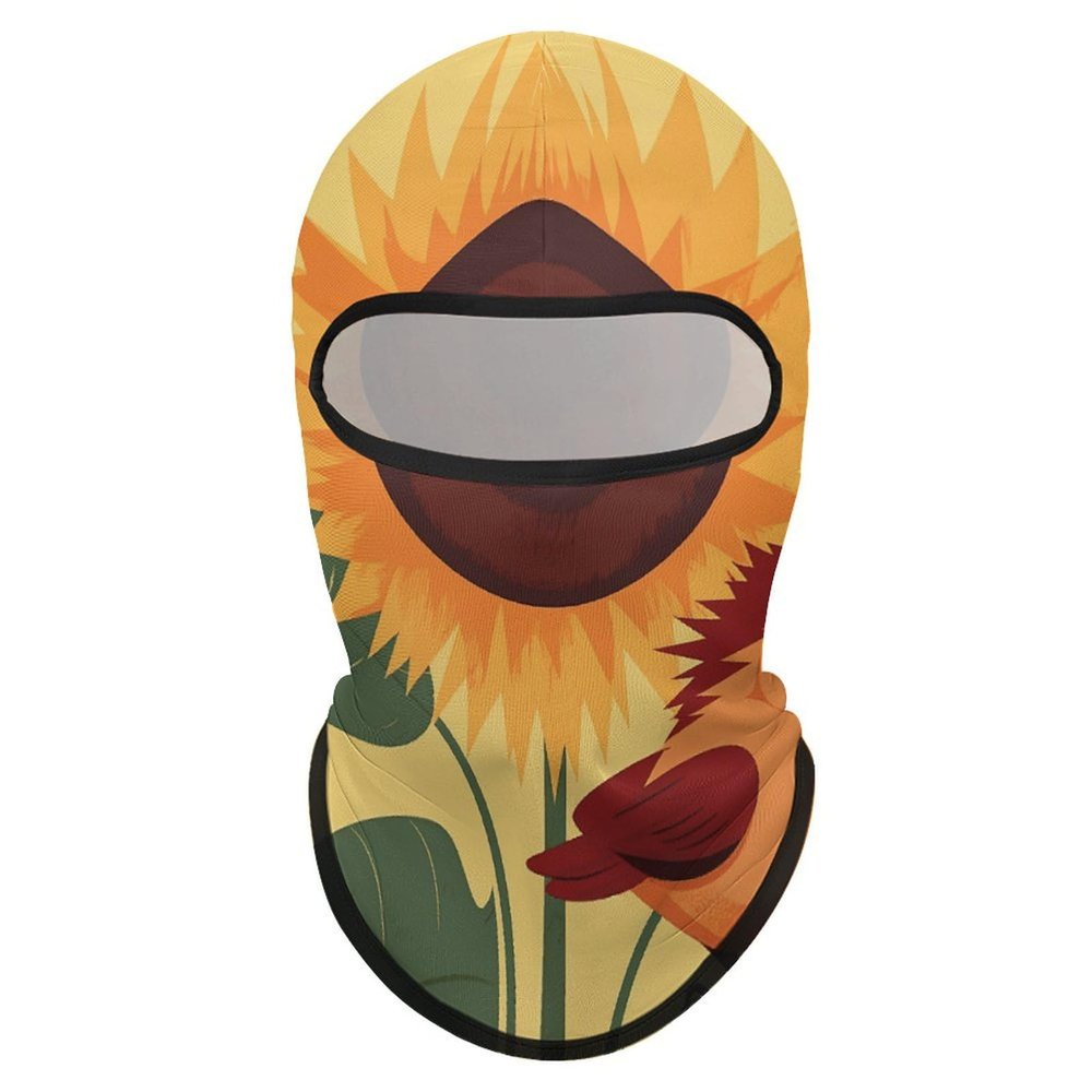 Cartoon Sunflower and Bird Ski Mask Cover Balaclava Full Face Mask Winter Face Cover Cooling Neck Gaiter UV Protection for Men Women Outdoor Sports Motorcycle Riding