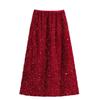 Tsuukuie Glitter Skirts for Women Sequin Long Skirts for Girls Party Dresses Red view 1