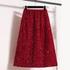 Tsuukuie Glitter Skirts for Women Sequin Long Skirts for Girls Party Dresses Red view 2