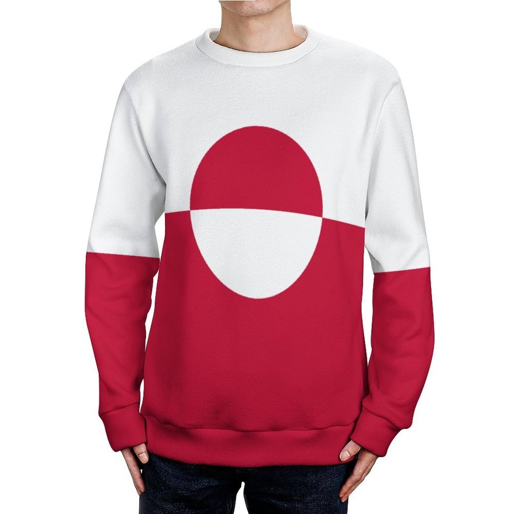 Linkasi Greenland Flag Sweater Long Sleeve Crew Neck Knitted Casual Pullover Sweater S
