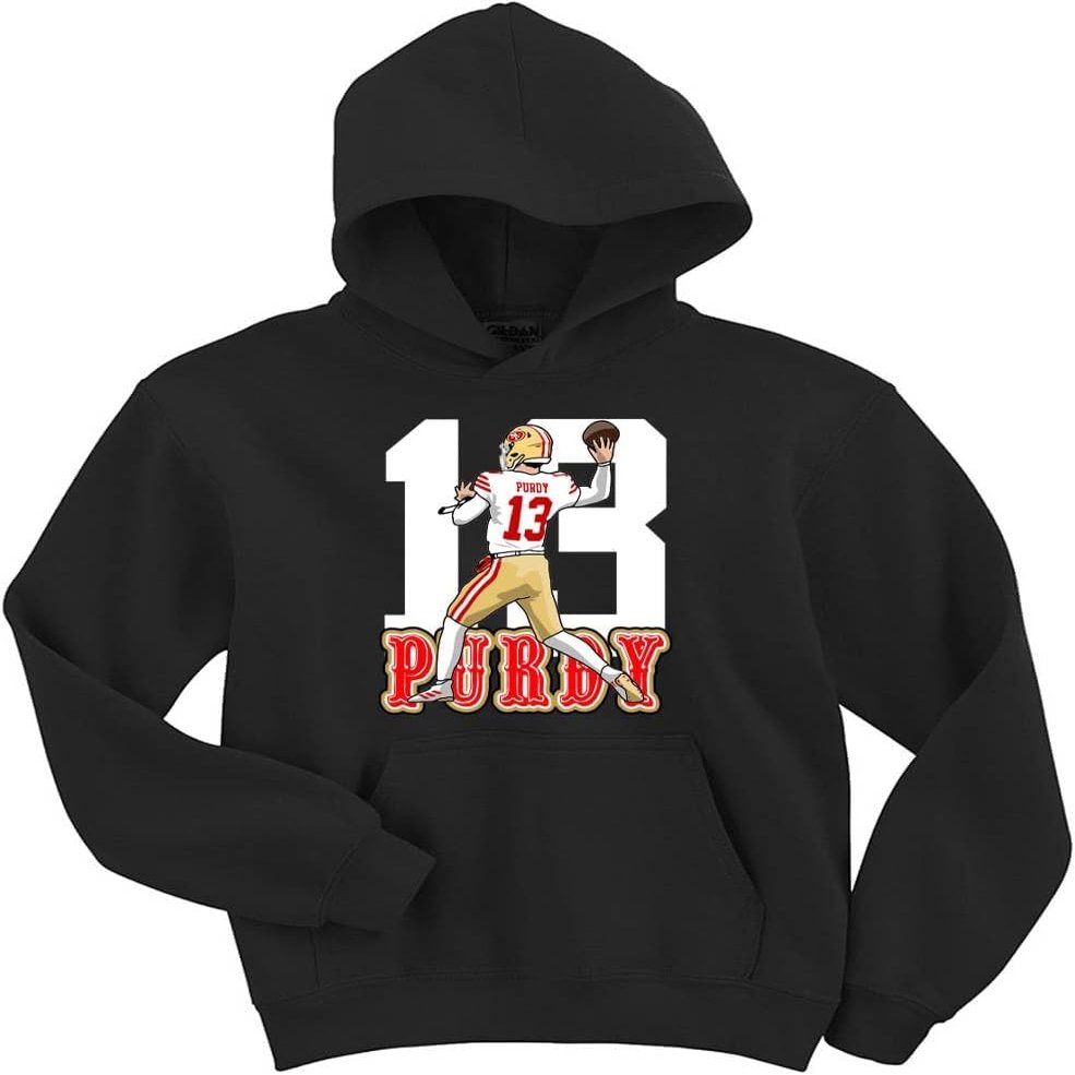 Brock Purdy Mr Irrelevant 13 Hooded Sweatshirt Hoodie (Black, Small)