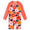 Girls Swimsuit UPF 50+ UV One Piece Swimwear Zipper Rashguard Bathing Suit S480_PeachFlower_128/134 view 1