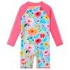 Girls Swimsuit UPF 50+ UV One Piece Swimwear Zipper Rashguard Bathing Suit S480_BlueFlower_116/122 view 2