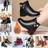 GTRHSB Women's Genuine Leather Wool Orthopedic Boots, Waterproof Orthopedic Warm Boots Winter Warm Fleece Wedge Snow Boots (Black Thin Lined,6.5) view 2
