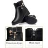GTRHSB Women's Genuine Leather Wool Orthopedic Boots, Waterproof Orthopedic Warm Boots Winter Warm Fleece Wedge Snow Boots (Black Thin Lined,6.5) view 4