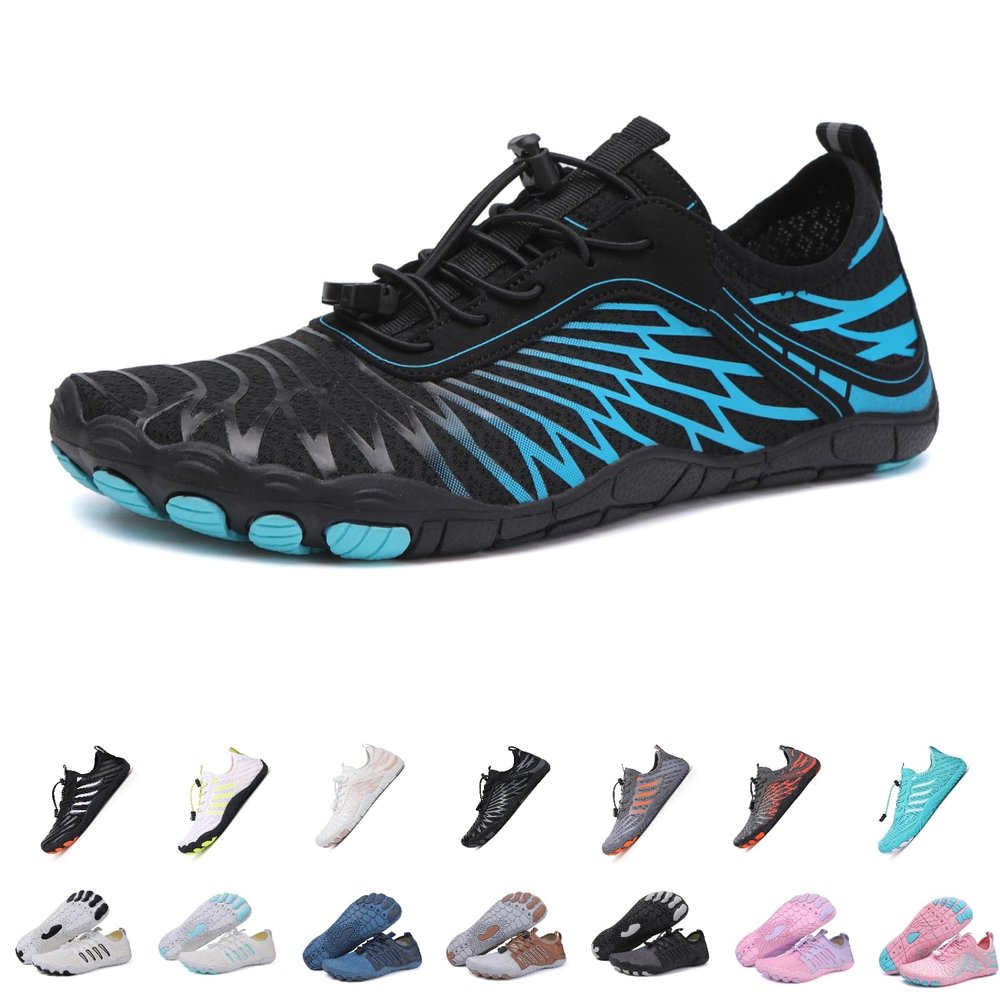 Hike barefoot shoes women,New hike shoes for Men Women ,Non-Slip trail Athletic Footwear, Hiking barefoot, Breathable Wide Toe Box (Black blue, Adult, Women, 7, Numeric, US Footwear Size System, Medium)