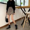 SLQPFK Women Tweed and Polyester Mini Skirts Elegant Plaid Button A-line High Waist Bodycon Pencil Wrap Short Skirts view 3