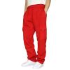 Cargo Sweats for Men Cargo Sweatpants for Men Casual Fleece Joggers Athletic Workout Hiking Drawstring Sweat Pants with Pockets Red Mens Relaxed fit Pants S view 2
