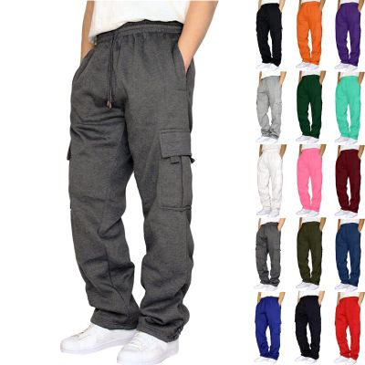 Athletic Pants Men Cargo Sweatpants for Men Casual Fleece Joggers Athletic Workout Hiking Drawstring Sweat Pants with Pockets Dark Gray Big and Tall Cargo Pants 5X