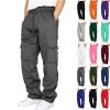 Athletic Pants Men Cargo Sweatpants for Men Casual Fleece Joggers Athletic Workout Hiking Drawstring Sweat Pants with Pockets Dark Gray Big and Tall Cargo Pants 5X view 1
