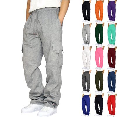 Mens Fleece Lined Cargo Pants Cargo Sweatpants for Men Casual Fleece Joggers Athletic Workout Hiking Drawstring Sweat Pants with Pockets Gray Men Tall Sweatpants S