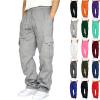 Mens Fleece Lined Cargo Pants Cargo Sweatpants for Men Casual Fleece Joggers Athletic Workout Hiking Drawstring Sweat Pants with Pockets Gray Men Tall Sweatpants S view 1