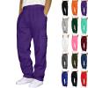 Cargo Sweatpants for Men Big and Tall Loose Fit Casual Workout Running Pants Drawstring Joggers Wide Leg Cargos Purple Mens Joggers Sweatpants L view 1