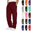 Men Sweat Pants Cargo Sweatpants for Men Casual Fleece Joggers Athletic Workout Hiking Drawstring Sweat Pants with Pockets Red Cargo Sweats for Men XL view 1