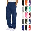 Thick Sweatpants for Men Cargo Sweatpants for Men Casual Fleece Joggers Athletic Workout Hiking Drawstring Sweat Pants with Pockets Blue Mens Loose fit Pants S view 1