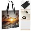 Handbags for WomenPalm Trees Ocean Waves SunsetTrendy Vegan Leather Hobo Handbags,Women's Soft Bucket Bag For Women - Ladies Handbags For Work, Travel, Casual Use,Birthday Gifts view 3