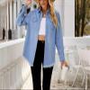 Cowboy Raw Edge Denim Shirt Blouse Jacket Women's Wasged Loose Jean Tops Western Button up Denim Shacket Coat view 2