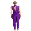 FEESHOW Women's Gymnastics Unitard One Piece Sleeveless Dance Bodysuits Skating Jumpsuit Ballet Leotards Purple XX-Large view 2