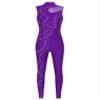 FEESHOW Women's Gymnastics Unitard One Piece Sleeveless Dance Bodysuits Skating Jumpsuit Ballet Leotards Purple XX-Large view 3