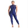 FEESHOW Women's Gymnastics Unitard One Piece Sleeveless Dance Bodysuits Skating Jumpsuit Ballet Leotards NavyBlue X-Large view 1