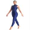 FEESHOW Women's Gymnastics Unitard One Piece Sleeveless Dance Bodysuits Skating Jumpsuit Ballet Leotards NavyBlue X-Large view 3
