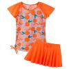 Girls Rash Guard 2 Pieces Bathing Suit UPF50+ Swimsuit with Swimming Skirt Swimwear 2-12Y S377_Lemon_12A view 1