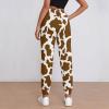 GUPNWQXX Cowhide Print Sweatpants Womans Joggers Trousers Slacks Swat Pant Loose Exercise Guard Pants Casual Running Bottoms Brown view 3