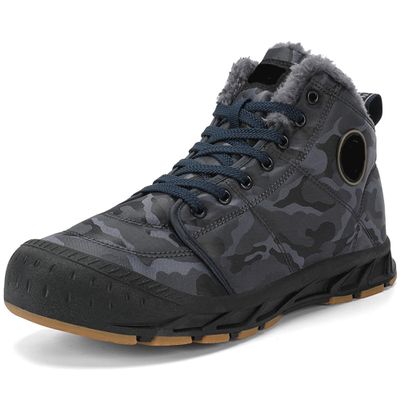Bestgift Outdoor Hiking Cotton Shoes high top Padded Warm Snow Boots Blue Grey 8