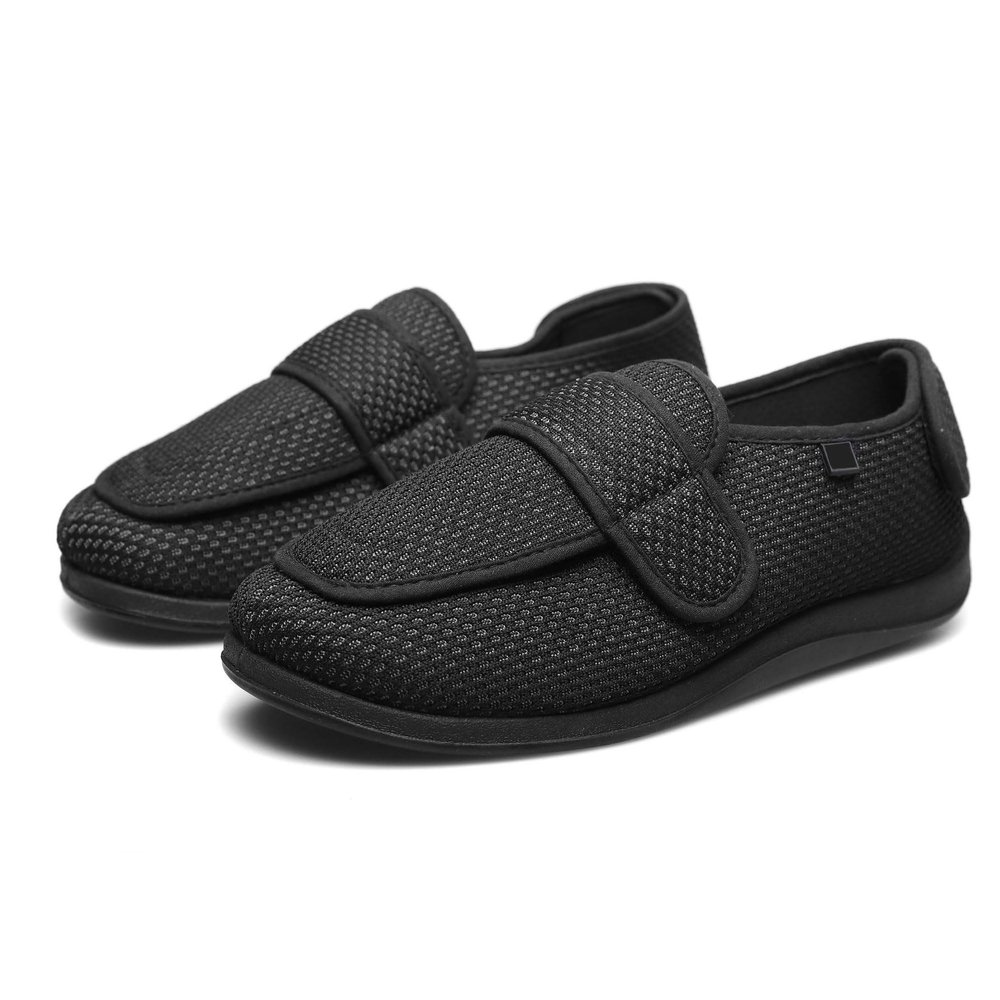 Bestgift Large Size Extra Wide Fattening Walking Casual Shoes for Fat Foot Swollen Foot Black 6.5
