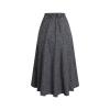 Women's Vintage High Waist Plaid Wool Skirt A-line Elegant Long Skirt Fall/Winter Midi Skirt Black XL view 2