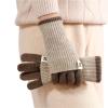 Women Winter Warm Cashmere Knit Fingerless+Touchscreen Mitten Glove 2 in 1 Extended Wrist Guard Cycling Mittens(beige) view 1