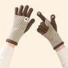 Women Winter Warm Cashmere Knit Fingerless+Touchscreen Mitten Glove 2 in 1 Extended Wrist Guard Cycling Mittens(beige) view 3