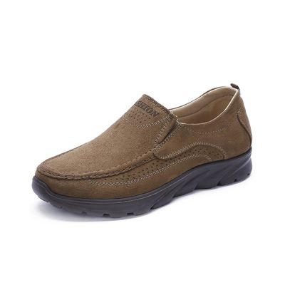 Asifn Mens Non-Slip Loafers Comfortable Casual Walking Shoes Flat Outdoor Shoes Lightweight Soft Office Shoes Khaki 8.5 US
