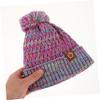 TOGEVAL Boy Girl Hat Gloves Scarf Set Warm Knitted Beanie Cap with Mitten Gloves and Neck Warmer for Boys and Girls Fleece-Lined Ear for Outdoor Activities Violet Color view 3