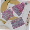 TOGEVAL Boy Girl Hat Gloves Scarf Set Warm Knitted Beanie Cap with Mitten Gloves and Neck Warmer for Boys and Girls Fleece-Lined Ear for Outdoor Activities Violet Color view 4