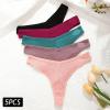 BDALEAOES 5PCS/Set Cotton Waffle Thongs Women Panties Sexy Underwear G String Solid Color Female Underpants Intimates Women Lingerie S-XL(Set3,Black_L) view 2