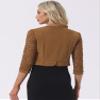 Allegra K Lace Shrug Top for Women's Open Front Work Office 3/4 Sleeve Floral Cropped Bolero Cardigan X-Small Brown view 3