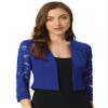 Allegra K Lace Shrug for Women Elegant 3/4 Sleeve Open Front Sheer Floral Cardigan Formal Bolero Jacket Large Royal Blue view 1